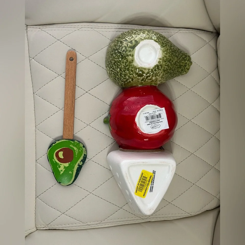 Mud Pie Fiesta Dip Bowl Set hand-painted ceramic triple tidbit dish